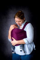 Grace Futers and six week old Joseph with Babywearing South West and Calin Bleu Slings.
