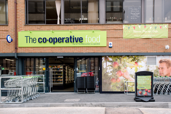 The Midcounties Co-operative food store opens a temporary shop in Botley, Oxford close to the site where the old store is being demolished to make way for a new store.